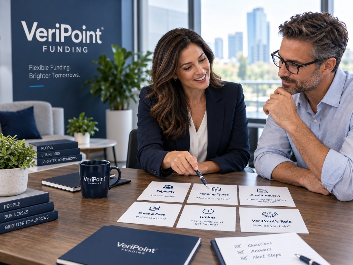 Established business owner reviewing answers to business funding questions at a laptop